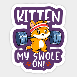 Kitten My Swole On Workout Cat Kitty Gym Sticker